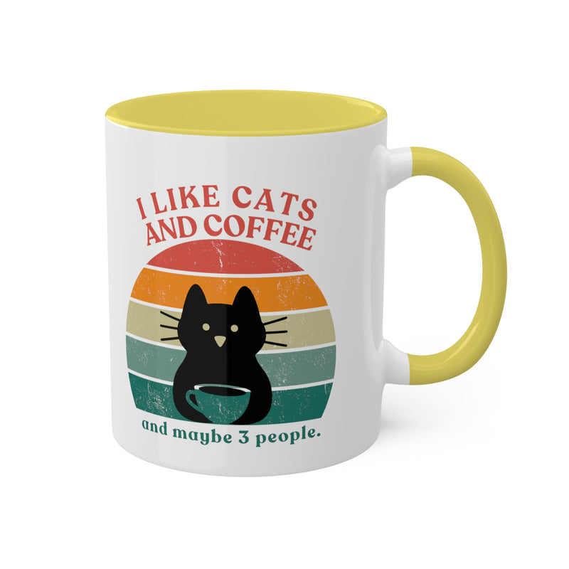 Cats, Coffee, and 3 People Ceramic Mugs